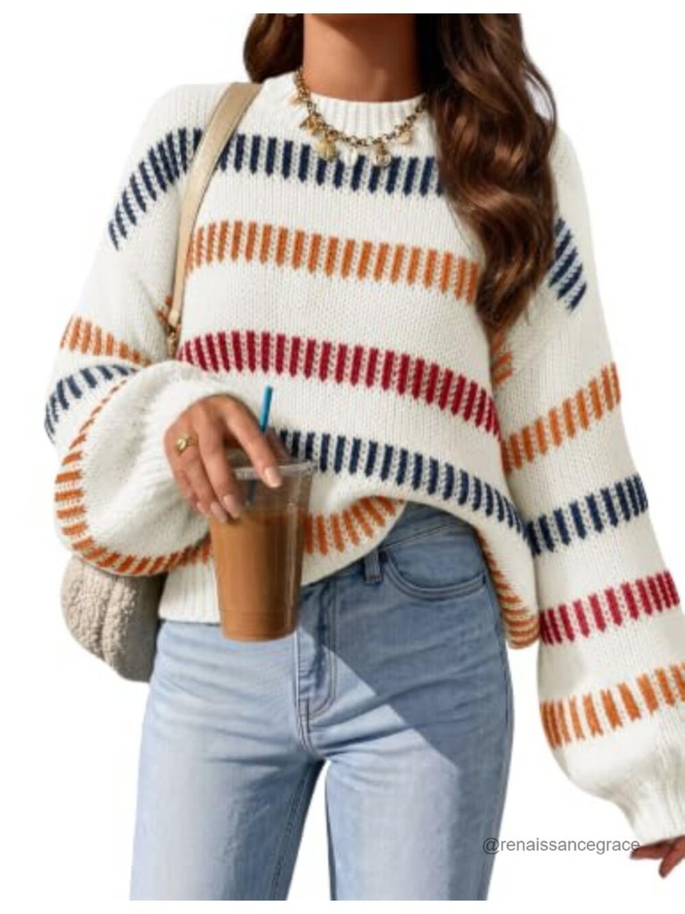 ZESICA Womens Striped Sweater Oversize Cozy Casual Work Pullover